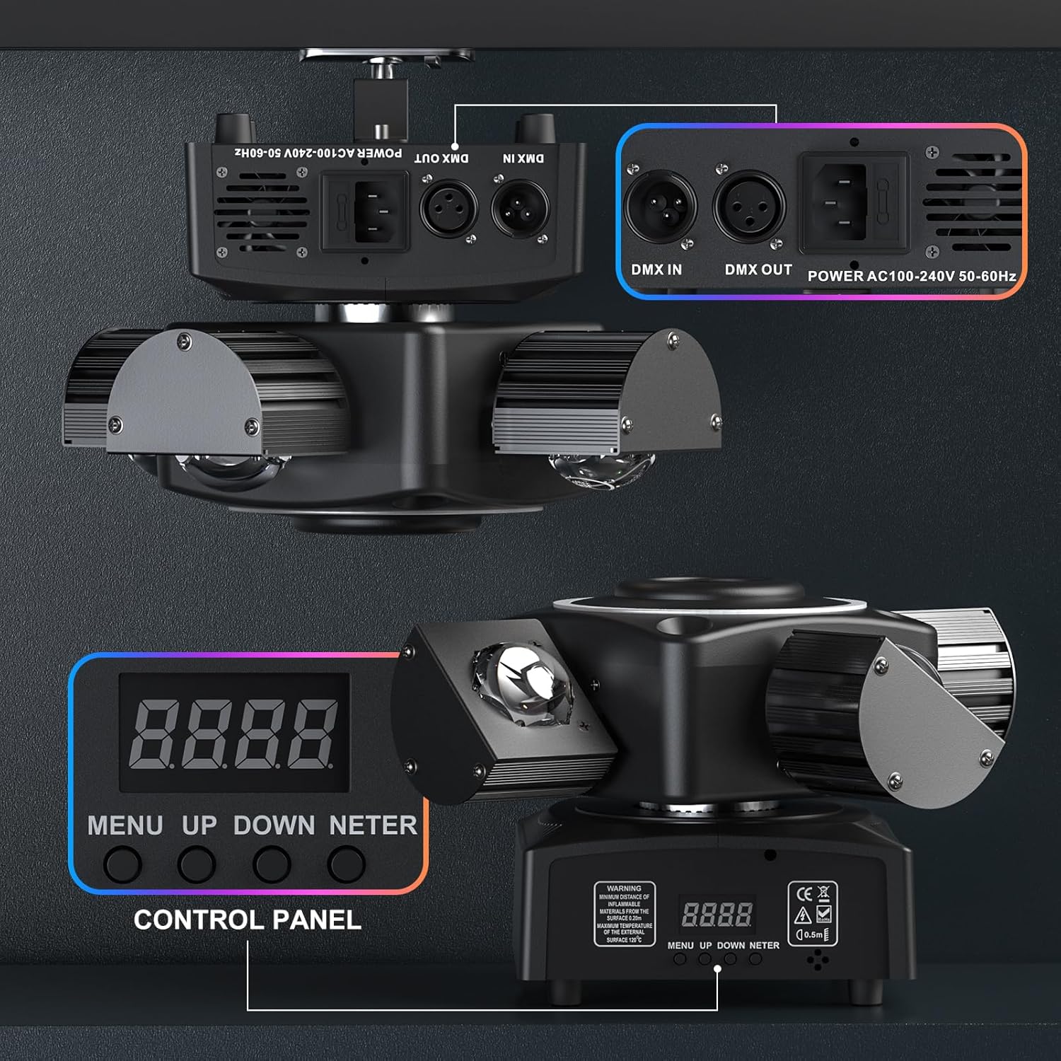 Projecteur Jeu De Lumière 4 Bras