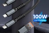 Câble de Charge Rapide 3 en 1 – 100W