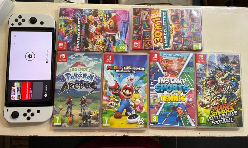 NINTENDO SWITCH OLED 64 Go AVEC 6 JEUX CARTOUCHES DE JEUX